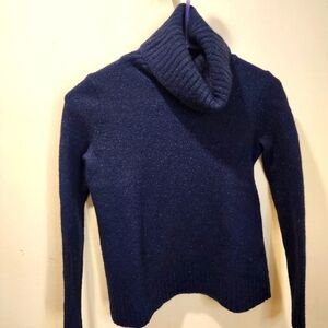 J. CREW navy Blue Cowl Neck 80% Lamb wool sweater size XS